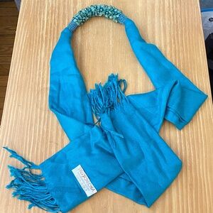 Pashmina Necklace Scarf Teal Tones Statement Piece